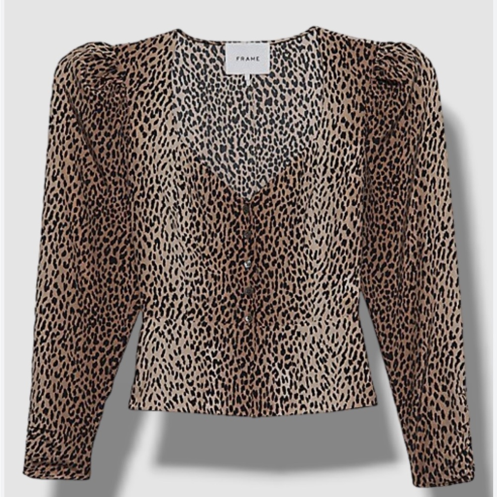 Frame Denim Animal Print Peplum Blouse